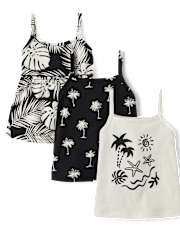 Lot de 3 débardeurs tropicaux pour petites filles