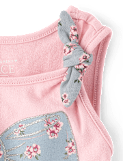 Toddler Girls Glitter Floral Bow 2-Piece Outfit Set