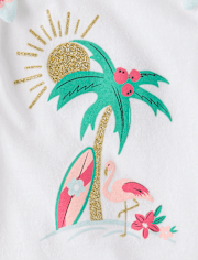 Toddler Girls Glitter Beach Bow 2-Piece Outfit Set