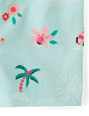 Ensemble 2 pièces pour petites filles avec nœud papillon pailleté sur le thème de la plage