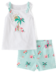 Toddler Girls Glitter Beach Bow 2-Piece Outfit Set