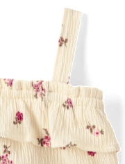 Débardeur à volants froissés à fleurs pour petites filles