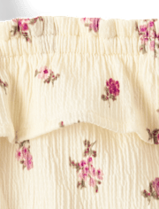 Débardeur à volants froissés à fleurs pour petites filles