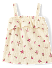 Débardeur à volants froissés à fleurs pour petites filles