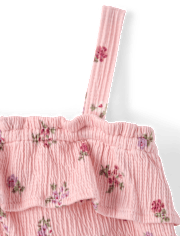 Toddler Girls Floral Crinkle Ruffle Tank Top