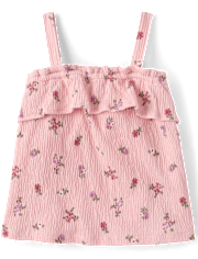 Toddler Girls Floral Crinkle Ruffle Tank Top