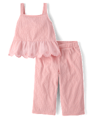 Toddler Girls Textured Eyelet 2-Piece Outfit Set