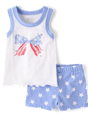 Toddler Girls Glitter Americana 2-Piece Outfit Set