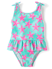 Baby And Toddler Girls Starfish Peplum One Piece Swimsuit