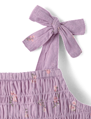 Baby And Toddler Girls Floral Textured Tie Shoulder Dress