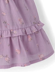 Baby And Toddler Girls Floral Textured Tie Shoulder Dress