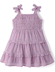 Baby And Toddler Girls Floral Textured Tie Shoulder Dress