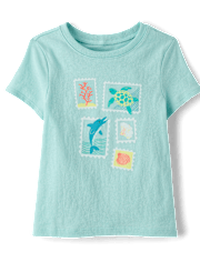 Baby And Toddler Girls Animal Stamps Graphic Tee