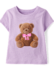 Baby And Toddler Girls Teddy Bear Graphic Tee