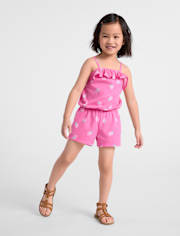 barboteuse imprimée à volants pour bébés et petites filles