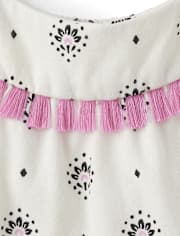 Baby And Toddler Girls Print Tassel Tiered Dress