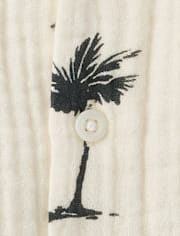 Chemise boutonnée en gaze à motif palmier pour bébés et petits garçons