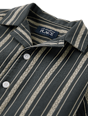 Baby And Toddler Boys Embroidered Textured Button Up Shirt