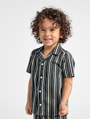 Baby And Toddler Boys Embroidered Textured Button Up Shirt