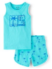 Baby And Toddler Boys Puff Print Beach 2-Piece Outfit Set