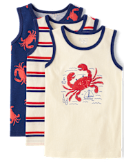 Baby And Toddler Boys Crab Tank Top 3-Pack