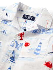 Baby And Toddler Boys Dad And Me Coastal Poplin Button Up Shirt