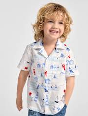 Baby And Toddler Boys Dad And Me Coastal Poplin Button Up Shirt