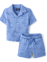 Baby And Toddler Boys Print Gauze 2-Piece Outfit Set