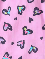 Girls Leopard Heart Lettuce Pajamas