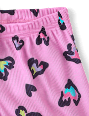 Girls Leopard Heart Lettuce Pajamas