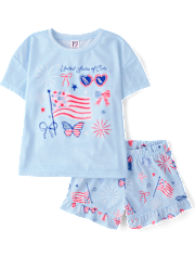 Girls Americana Ruffle Pajamas