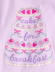 Girls Cake For Breakfast Snug Fit Cotton Pajamas