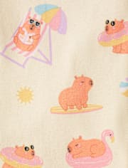 Girls Summer Capybara Snug Fit Cotton Pajamas
