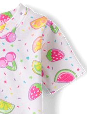 Pyjama en coton ajusté pour filles, motif bonbons aux fruits