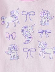 Baby And Toddler Girls Unicorn Bow Snug Fit Cotton Pajamas
