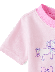 Pyjama en coton ajusté avec nœud licorne pour bébés et petites filles