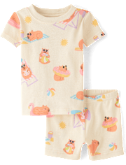 Baby And Toddler Girls Summer Capybara Snug Fit Cotton Pajamas