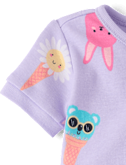 Baby And Toddler Girls Ice Cream Cone Snug Fit Cotton Cropped One Piece Pajamas