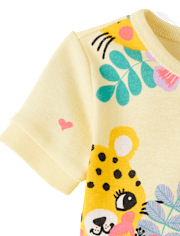 Baby And Toddler Girls Leopard Snug Fit Cotton Cropped One Piece Pajamas