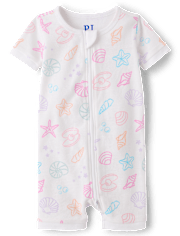 Baby And Toddler Girls Seashell Snug Fit Cotton One Piece Pajamas