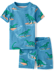 Baby And Toddler Boys Surfing Dino Snug Fit Cotton Pajamas