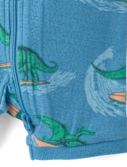 Baby And Toddler Boys Surfing Dino Snug Fit Cotton Cropped One Piece Pajamas