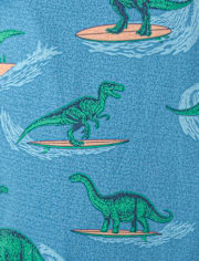 Baby And Toddler Boys Surfing Dino Snug Fit Cotton Cropped One Piece Pajamas