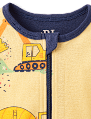 Baby And Toddler Boys Construction Vehicle Snug Fit Cotton Cropped One Piece Pajamas