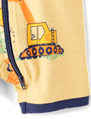Baby And Toddler Boys Construction Vehicle Snug Fit Cotton Cropped One Piece Pajamas