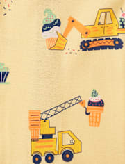 Baby And Toddler Boys Construction Vehicle Snug Fit Cotton Cropped One Piece Pajamas