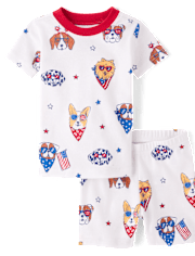Baby And Toddler Americana Dogs Snug Fit Cotton Pajamas