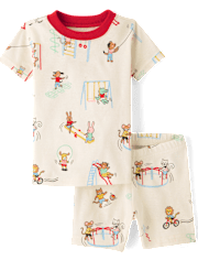 Baby And Toddler Short Sleeve Animal Playground Snug Fit Cotton Pajamas