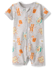 Baby And Toddler Breakfast Snug Fit Cotton Cropped One Piece Pajamas