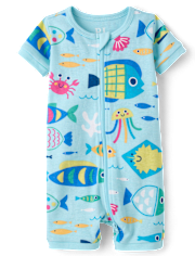 Baby And Toddler Fish Snug Fit Cotton Cropped One Piece Pajamas